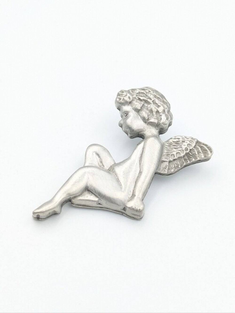 Vintage signed LCD Lindsay Claire Designs angel pewter lapel pin brooch